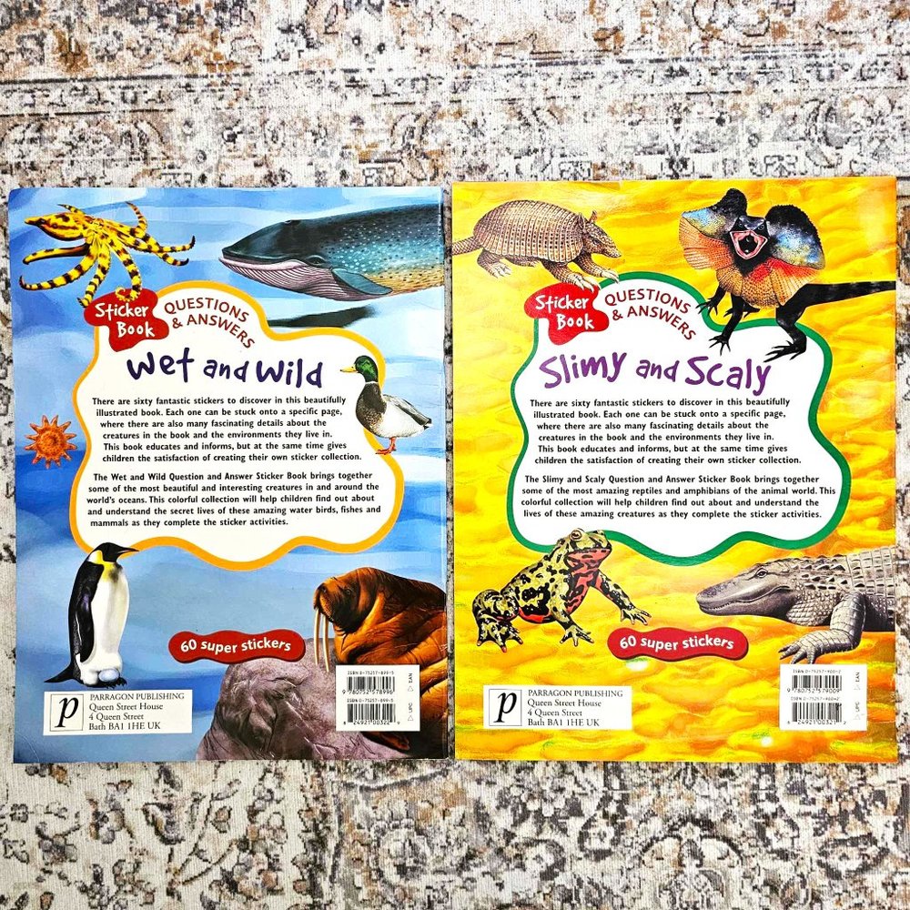 Set of 2 Children's Sticker Books. "Slimy & Scaly" and "Wet & Wild" . Softcover. - Picture 16 of 16